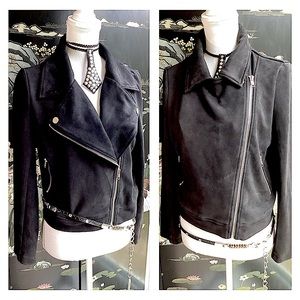 Apperloth A. Faux Suede Moto Jacket. H1